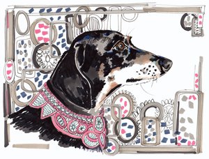 Lacey The Dachshund, 2013, (penna, bläck på papper)