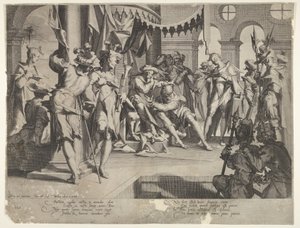 The Judge Bias Shedding Tears, skylt IX från Thronus Justitiæ, 1605