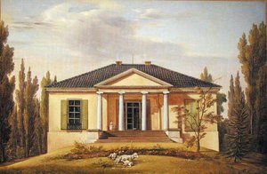 Country House, 1829 (olja på papper på kartong)