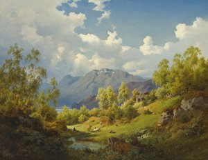 Landskap, Motiv från Nummedalen i Norge, 1850