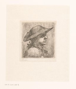 Porträtt av en ung man i en hatt av Joachim Martin Falbe (attributed to)