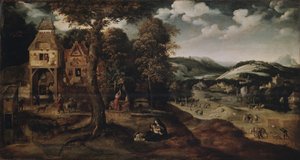 Landskap med flykten till Egypten, ca 1524 av Joachim Patinir