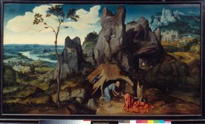 Saint Hieronymus i öknen målning av Joachim Patinir (1485-1524)