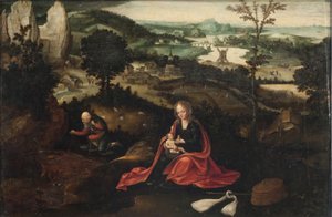 Resten på flyget till Egypten (olja på pannå) av Joachim Patinir