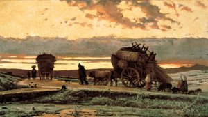 Sorg. Smärta "" (eller vinter): scen som skildrar familjer av bönder som jagas från sin mark. Målning av Joaquim Vayreda i Vila (1843-1894). 1876. Barcelona. Kataloniens nationella konstmuseum. av Joachim Vayreda i Vila