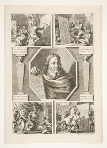 Porträtt av Apelles och fyra scener ur Apelles liv av Joachim von Sandrart