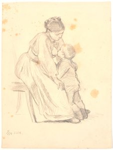 En mamma ammar sin 4-5 år gamla pojke av Joakim Frederik Skovgaard