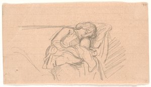 Kvinna med barn i knäet, sitter på soffan av Joakim Frederik Skovgaard