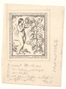 Utkast till exlibris för Gerhard Stilling av Joakim Frederik Skovgaard