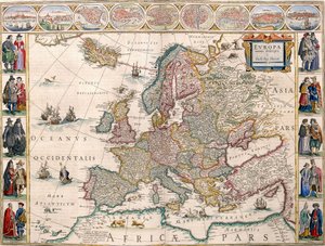 Karta över Europa från Blaeu Atlas av Joan Blaeu