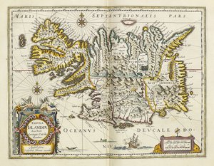Karta över Island, från "Atlas Cosmographia Blaviana", 1662 av Joan Blaeu