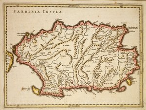 Karta över regionen Sardinien, av Joan Blaeu av Joan Blaeu