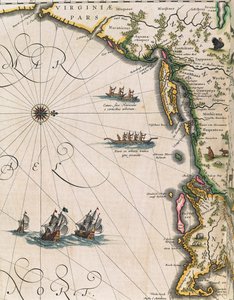 Karta över kusten i Virginia, från Theatrum Orbis Terrarum av Joan Blaeu av Joan Blaeu