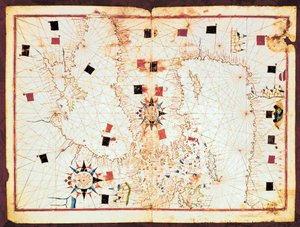 Karta över den östra delen av Medelhavet och Svarta havet, manuskript av en portolan atlas från 1500-talet (manuskript)