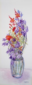 Agapanthus campanulatus och Crocosmia, 2015, akvarell på handgjort papper av Joan Thewsey