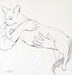 Cuddly Cat, 2000, (penna) av Joan Thewsey
