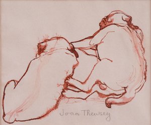 Two Pug Puppies, the brothers, 2005, (bläck på vått papper) av Joan Thewsey