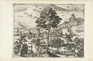 Landskap med en stad vid en flod Landskap, havslandskap och fantasifulla stadslandskap (serietitel)