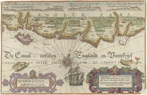 Karta över den engelska kusten mellan Isle of Wight och Dover Beskrivninghe der zee Custen van Englandt tuschen Wicht ende Doueren (...) (titel på objekt)