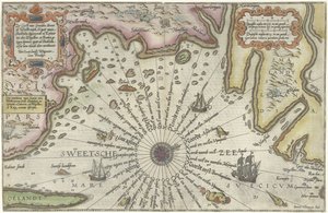 Karta över Sveriges kust mellan Kalmar och Stockholm Zee Custe van Sweeden, om Westerwijck och tgatt vann Stockholm (...) (titel på objekt)