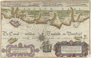 Karta över den engelska kusten mellan Isle of Wight och Dover