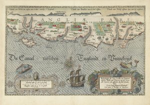 Karta över södra Englands kust mellan Isle of Wight och Dover