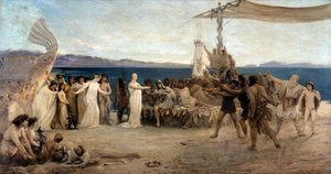 Marseilles stiftelse 600 f.Kr. - The Weddings of Protis and Gyptis (olja på duk) av Joanny Rave