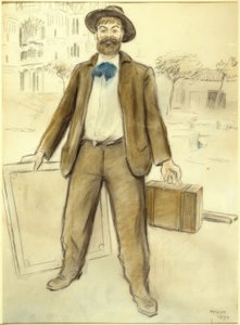 Porträtt av Joaquim Mir och Sagrada Familia av Joaquim Mir i Trinxet