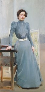 Clotilde i en grå klänning av Joaquín Sorolla