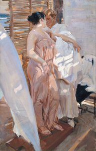 The Pink Robe. After the Bath av Joaquín Sorolla