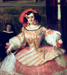 Porträtt av Maria Guerrero, skådespelerska och regissör av Teatro Espanol i Madrid av Joaquín Sorolla