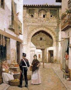 Grönsakshandlare i Granada,1800-talet (oljemålning) av Joaquin Turina Arenal