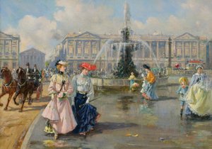 Place de la Concorde, ca 1872 (olja på duk) av Joaquín Pallarés Allustante