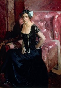 Clotilde i en aftonklänning av Joaquín Sorolla