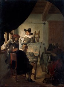"Besök i en konstnärs Atelier", 1659. av Job Adriaensz Berckheyde