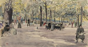 The Tuileries Gardens, Paris, ca 1925 (bläck & wc på papper)