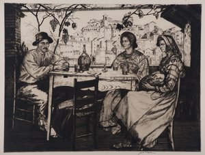 Una Trattoria, 1928 (etsning och torrnål)