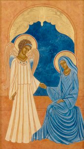Annunciation, 2005 (äggtempera och 24k guld på trä)