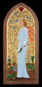 Garden Angel, 2015 (äggtempera och 24k guld på trä)