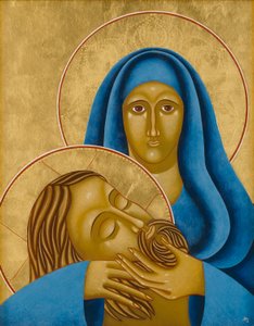 Pieta, 2004 (äggtempera och 24k guld på trä)