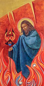 Profeten Elijah, 2012 (äggtempera och 24k guld på trä)