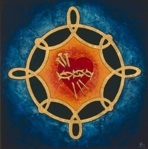 Sacred Heart, 2005 (äggtempera och 24k guld på trä) av Jodi Simmons