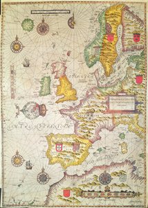 A Allmän vård och beskrivning av Europas havskuster och navigering i denna bok innehåller (handfärgad gravyr) av Jodocus Hondius