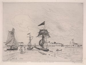 Träpir i hamnen i Honfleur av Johan Barthold Jongkind
