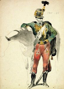 En husar av 9:e regementet, lätt kavalleriklänning, 1835-48