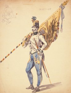Afisa aliye na Rangi ya Kikosi cha Kikosi cha Wanachama cha Hungaria, 1835-1848, swed ya karne ya 19.