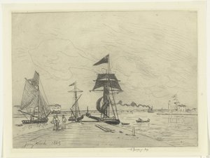 Brygga vid Honfleur av Johan Barthold Jongkind