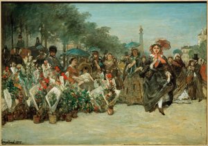 Blomstermarknad på Richard-Lenoir Boulevard av Johan Barthold Jongkind