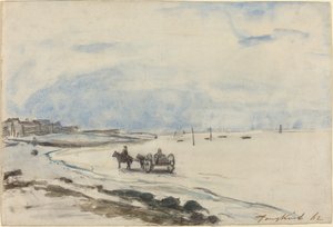Vagn på stranden vid Etretat, 1862. av Johan Barthold Jongkind