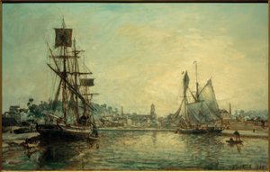 Hamnen i Honfleur av Johan Barthold Jongkind